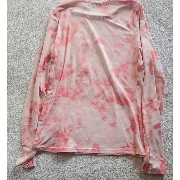 Hang Ten Small UV Protection UPF 50+ Long Sleeve Peach Tie Dye Stretch Swim Top - Picture 9 of 12